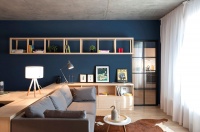 38平单身公寓演绎深蓝色简约工业风