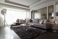 现代美式客厅灰色系沙发效果图