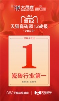 新锐品牌大角鹿斩获天猫平台“双12”瓷砖类目第一名!