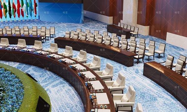 上合峰会主会场会议桌效果图